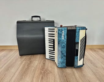 Acordeón ruso, 80 bajos, acordeón siberiano, 3 voces, 5+2 registros, acordeón, acordeón soviético, venta, estuche, VIDEO