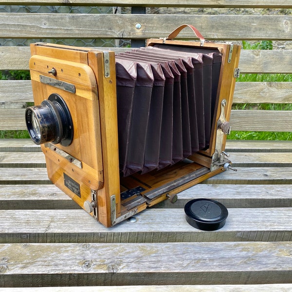 Vintage Soviet Camera FKD 13 x 18, Lens INDUSTAR 51 (4.5 / 210), Pavilion camera, Travel wooden camera, Made in USSR 1965s