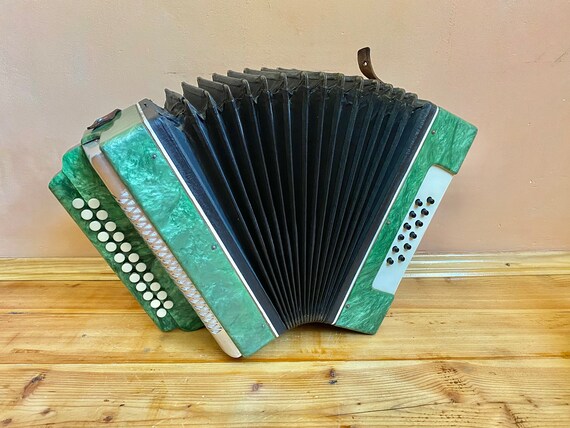 Rare Vintage Folk Harmonic, Ukrainian Garmoska, 2 Voice, 23x12