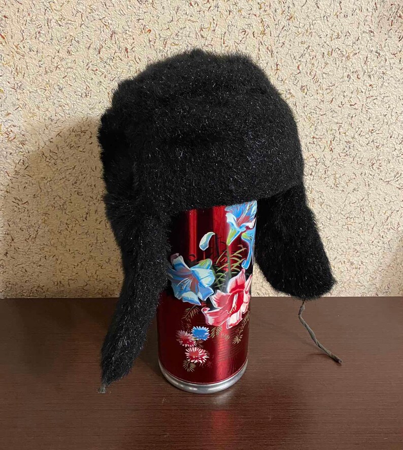 Rare Vintage USSR worker/'s hat,Hat for man,Winter Cap Black,Warm hat,Accessories Retro,Hat with ear flaps,Factory hat,Worker/'s hat,Rare hat