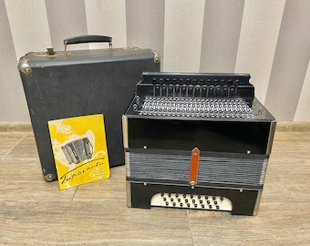 Russian Tulskaya garmoska 1960s, Rare garmoska, 4 voice, Harmonic, Original case and passport, Old Musical instrument, Ukrainian gift