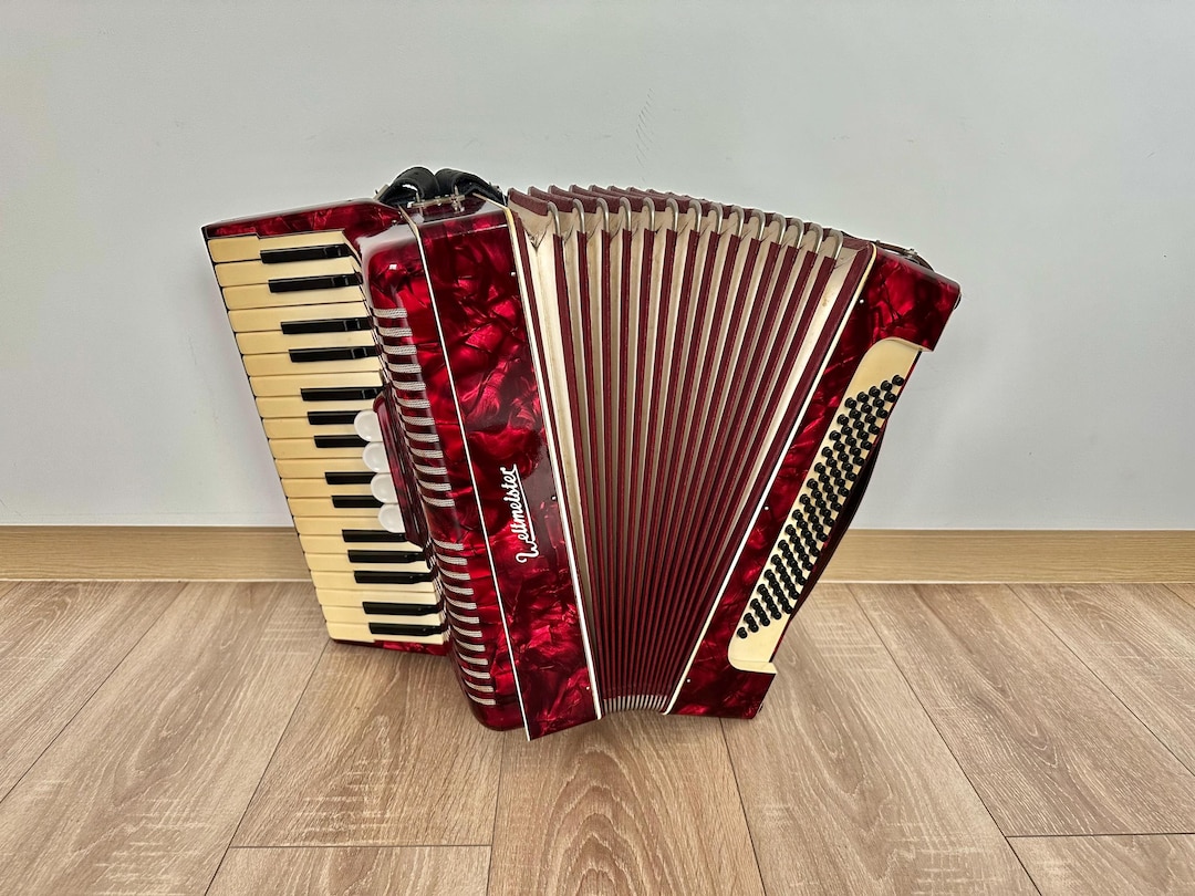 Vintage 1960s Weltmeister Accordion, 80 Bass, 34 Key, Germany Made