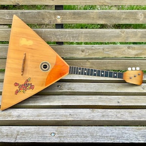 Professionelle Balalaika, Meister Balalaika, Konzert Balalaika, Vintage Nationales Saiteninstrument UDSSR, 3 Saiten, Ukrainisches Volksinstrument