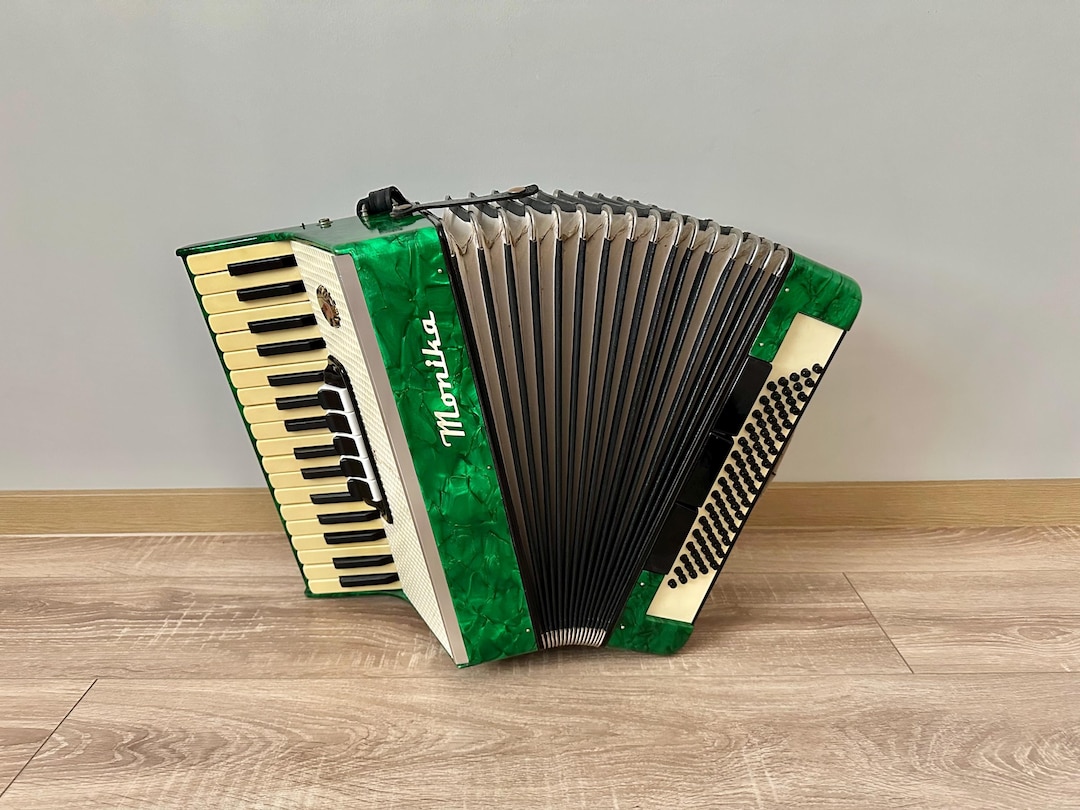 Rare Accordion Monika, 34 Keys, 80 Bass, 3 Voices, 5+3 Registers