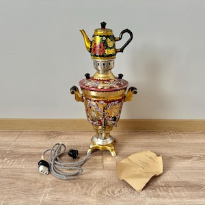Big working Russian samovar, Hand painted samovar, Samovar with teapot, Vintage samovar, Electric samovar, Traditional samovar, Samovar 3L