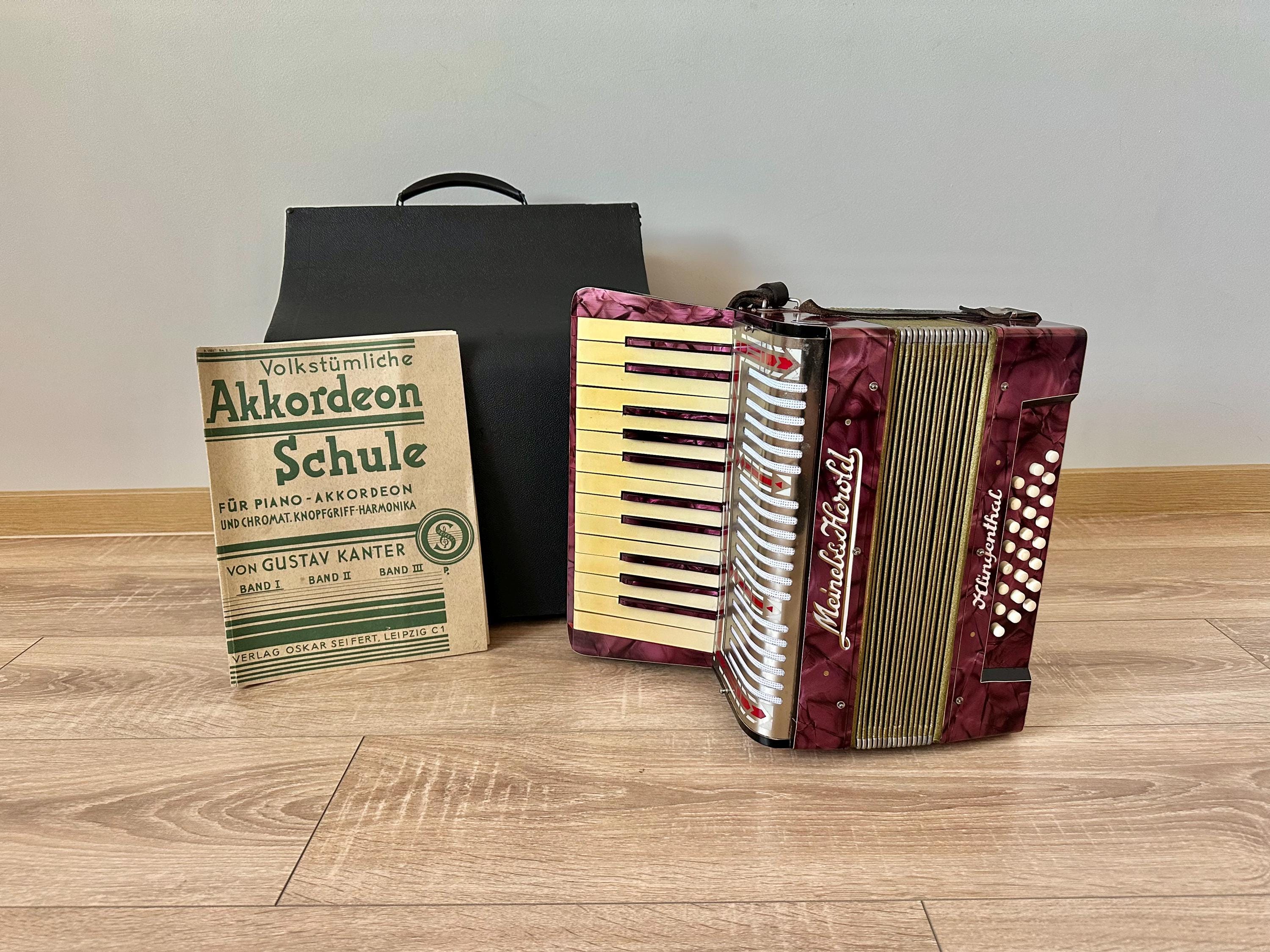 Antique Accordion 1950s, Small Vintage Meinel Herold Accordion, 2