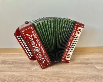 Acordeón de botones Tulskaya Garmoska, modelo Tula 301, 25 x 25, garmoska rusa, raro y legendario, armónico, 3 voces, gran sonido, VIDEO