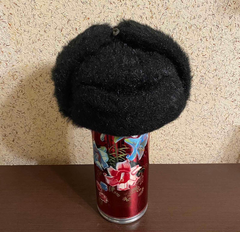 Rare Vintage USSR worker/'s hat,Hat for man,Winter Cap Black,Warm hat,Accessories Retro,Hat with ear flaps,Factory hat,Worker/'s hat,Rare hat