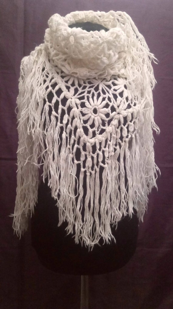 Vintage Wool shawl,Retro Wool shawl,Handmade shawl