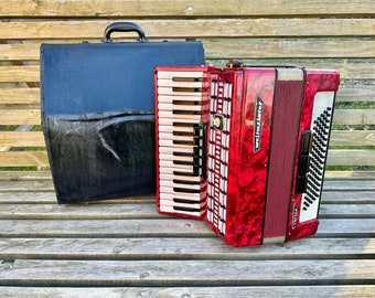 Rare Weltmeister Serino accordion, 3/4 accordion, 80 Bass, 34 keys, 3 voices, 5+3 registers, Germany accordion, Case, Accordeon, VIDEO