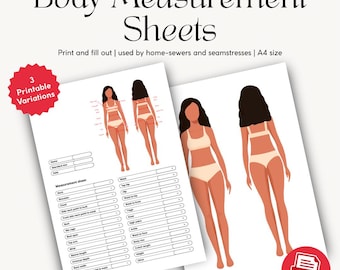 Tabela de Medidas de Costura para Imprimir + Modelo de Croqui Feminino | Para Costureiros, Designers, Marcas, Alfaiates e Costureiras | Modelo Editável
