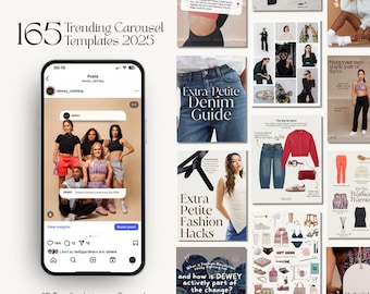 165 Instagram Carousel Templates | Editable Canva Posts Layouts | Trending Social Media Manager Bundle | PDF Catalogue of Designs