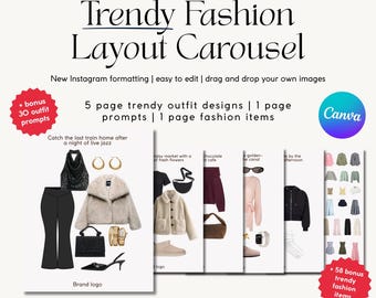 Fashion Instagram Carousel Templates | Canva Trending LTK Outfit Layouts for Social Media Managers, Fashion Designers, Brands, Businesses