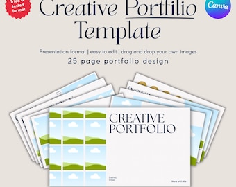 Creative Design Portfolio Template | Editable Canva + PowerPoint Files, 25 Slides of Proven Layouts for Freelancers, Self Employed Designers