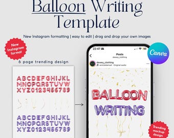 Balloon Writing Celebration Post Instagram Template | Canva Trending Carousel Layouts for Social Media Managers, Brands, Businesses