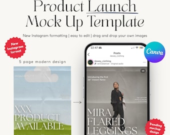 Trendy Paper-Style Social Media Mockups: Product Launch Templates (Canva Editable, MMR & PLR) (Digital Download