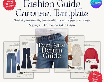 Fashion Guide Carousel Canva Template | 5 Page LTK Outfit Planner for Stylists, Influencers & Fashion Brands + Bonus Prompts | MMR PLR Post