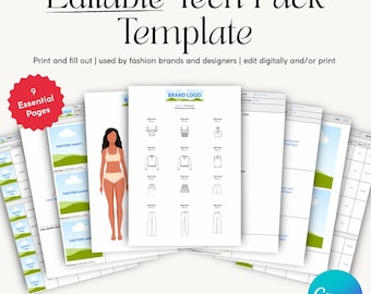 Fashion Tech Pack Template | Editable PDF Design Production Guide for Offshore Manufacturers + Vendors | Specifcation Pack for Designers