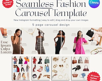 Seamless Fashion Carousel Canva Template | Instagram Post Layouts for Stylists, Brands,  Social Media Managers | Bonus Included | PLR & MMR
