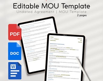 Modelo de Memorando de Entendimento Editável: Criativo e Marketing (Download Instantâneo)