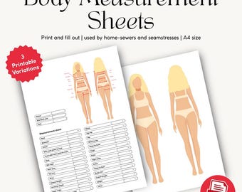 Printable Sewing Measurement Chart + Female Croquis Template | For Home Sewers, Designers, Brands, Tailors, Seamstresses | Editable Template