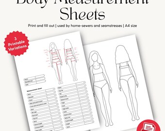 Printable Sewing Measurement Chart + Female Croquis Template | For Home Sewers, Designers, Brands, Tailors, Seamstresses | Editable Template