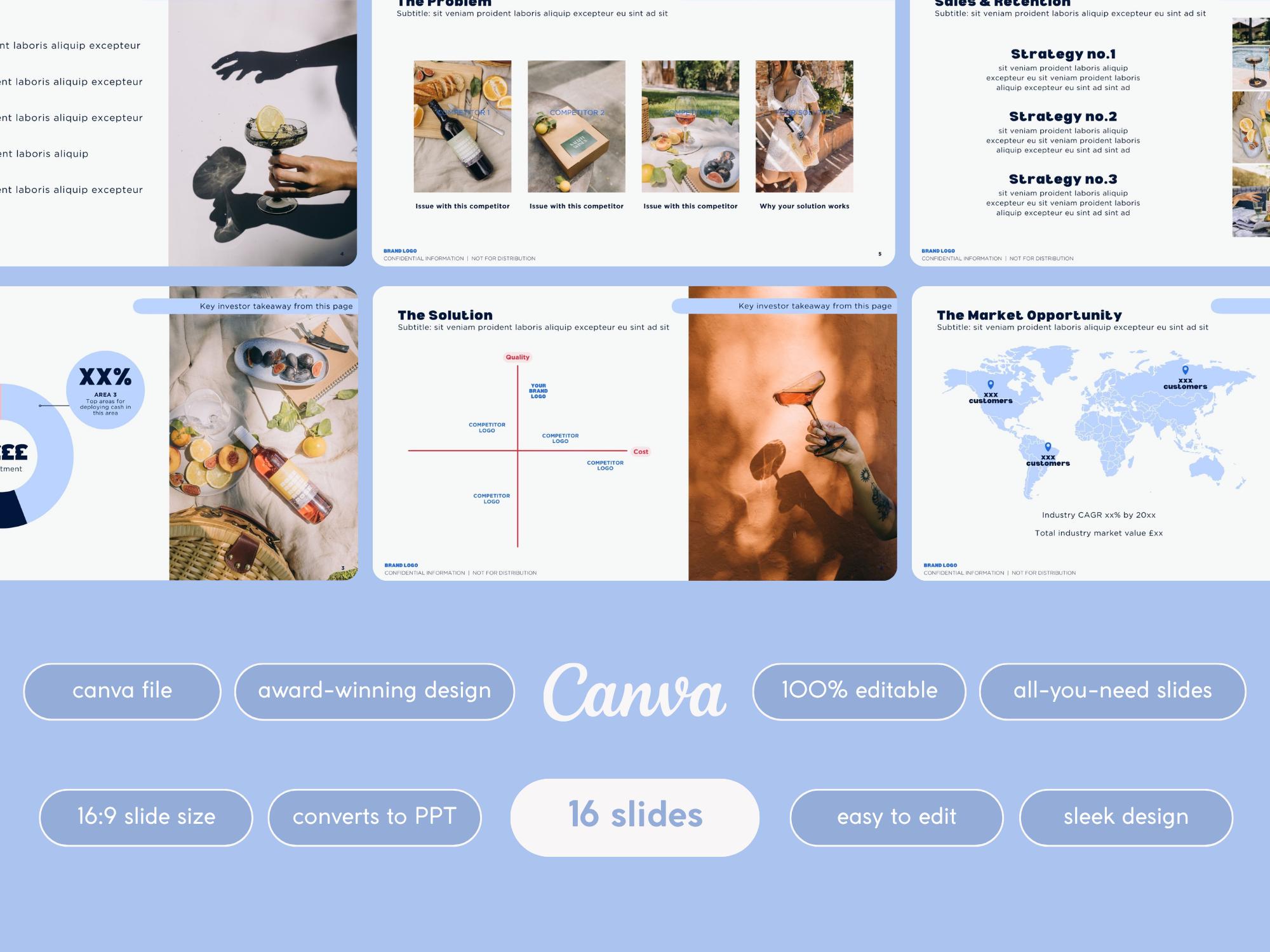 Startup Pitch Deck Template | Editable Canva + Powerpoint Files, 16 ...