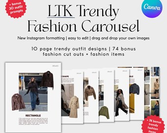 Fashion Instagram Carousel Templates | Canva Trending LTK Outfit Layouts for Social Media Managers, Fashion Designers, Brands, Businesses
