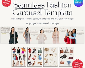 Seamless Fashion Carousel Canva Template | Instagram Post Layouts for Stylists, Brands,  Social Media Managers | Bonus Included | PLR & MMR