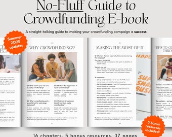 Crowdfunding eBook For Startups + Small Businesses | Funding Guide For Tech, Health, Retail Businesses and Charities | 2025 Fundraising