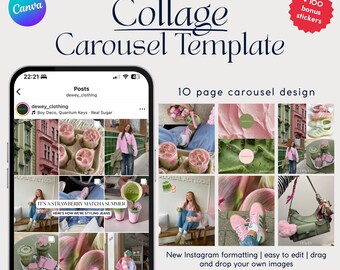 Trending Collage Carousel Instagram Template | Canva Trending Grid Layout for Social Media Managers, Fashion Designers, Brands, Businesses