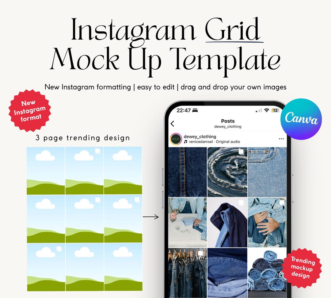 Instagram Grid Template Canva | Editable Post Layouts | Social Media ...