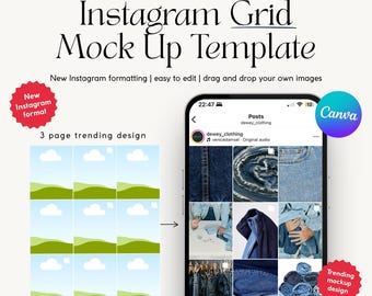 Instagram Grid Template Canva | Editable Post Layouts | Social Media Manager Planner & Aesthetic Collage Mockup Bundle