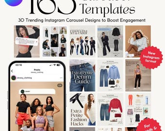 165 Instagram Carousel Templates | Editable Canva Posts Layouts | Trending Social Media Manager Bundle | PDF Catalogue of Designs