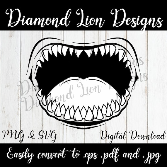Shark Teethshark Mouth Face Mask Designface Mask Mouth | Etsy