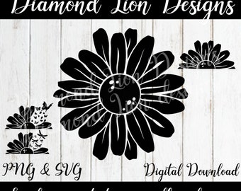 Daisy Bundle︱SVG︱PNG︱Vector︱Half Daisy︱Decal︱Monogram︱Digital︱Instant Download︱Flower︱House Sign︱Welcome Sign︱Vinyl Decal︱Cut File︱