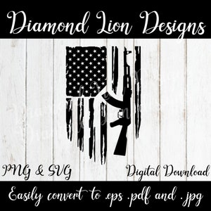 Distressed American Flag︱Tattered Flag︱AK-47︱Gun Rights︱American Flag Hero︱Rifle︱Military︱Father&#39;s Day︱SVG︱PNG︱Clipart︱Vector︱