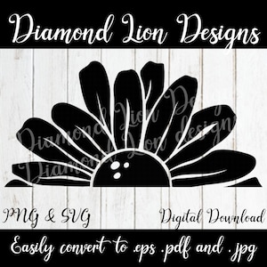Daisy︱SVG︱PNG︱Vector︱Half Daisy︱Decal︱Monogram︱Digital︱Instant Download︱Flower︱House Sign︱Welcome Sign︱Vinyl Decal︱Cut File︱