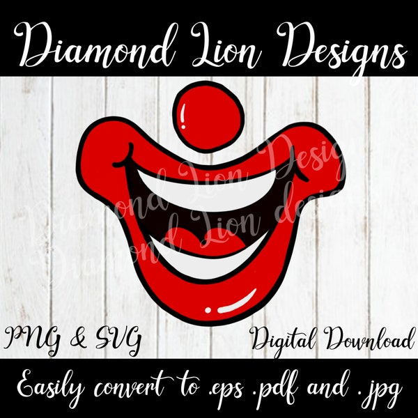 Clown Mouth︱Face Mask Design︱SVG︱PNG︱Laughing Clown︱Digital Download︱Mask Mouth Design︱Funny Clown Mouth︱