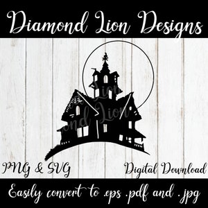 Halloween︱Haunted House Silhouette︱SVG︱PNG︱Spooky︱Scary︱Cut File︱Party︱