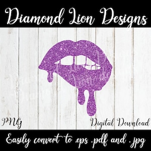 Purple Glitter Dripping Lips Silhouette︱Sexy Lips︱Red Lips︱Licking Lips︱Mask Lips︱Hot Lips︱SVG︱PNG︱Clipart︱Vector︱