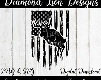 Distressed American Flag︱Tattered Flag︱Deer Hunting Silhouette︱American Flag with Deer︱Distressed Flag with Buck︱Hunting Flag︱Father's Day︱