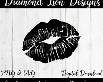 May include: Black and white digital download of a stylized illustration of a pair of lips. PNG and SVG files are included. Easily convert to EPS, PDF, and JPG.