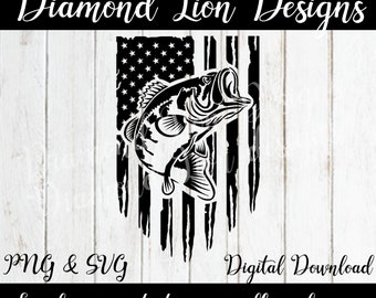Bass Flag︱Bass Fishing︱Fisherman︱Bass︱Fish︱Fishing︱Distressed Flag︱American Flag︱America︱Flag︱SVG︱PNG︱Clipart︱Vector︱Sublimation︱