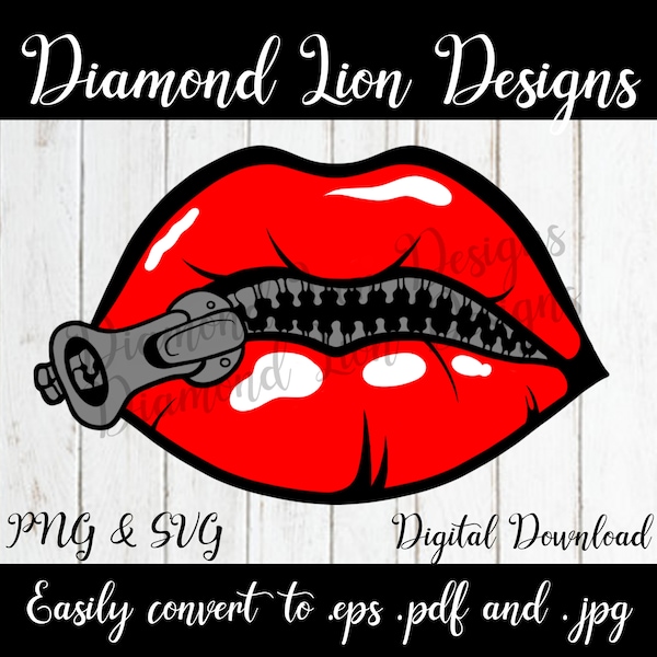 Zipper Lips︱SVG︱PNG︱Face Mask Design︱Hushed Lips︱Lips With ZIpper︱Shut Lips︱Face Mask Red Lips Design︱Sexy Red Lips︱Mask Design︱