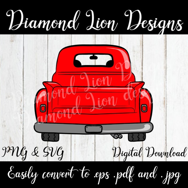 Empty Truck Bed︱Vintage Red Truck︱Hand Drawn︱Antique Red Truck Bed︱SVG︱PNG︱Sublimation︱Farmhouse Truck︱