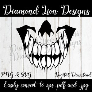 Scary Teeth—Skull Face Mask Design—Sharp Teeth Skull—SVG—PNG—Jack o' Lantern Design—Halloween Face Mask—Digital Download—