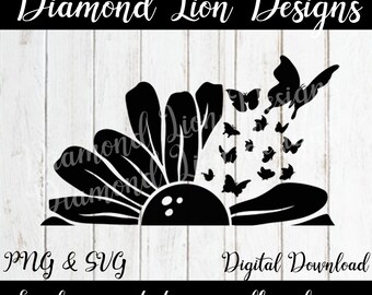 Butterfly Half Daisy︱Butterfly︱Butterflies︱Daisy︱Flower︱Sun︱Loving︱SVG︱PNG︱Instant Download︱Digital︱Cricut cut file︱Vector︱Clipart︱