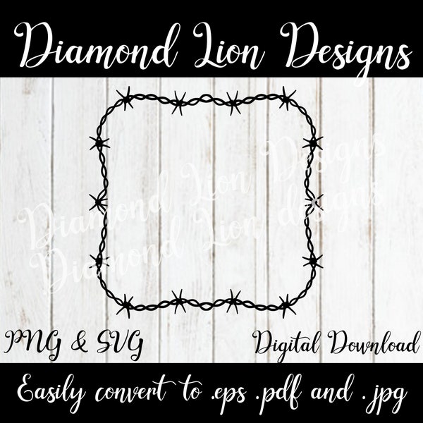 Square Barbed Wire︱Wired Fence︱Barb Wire︱Spiked Wire︱Thorns︱Vines︱Wreath︱SVG︱PNG︱Instant Download︱Digital︱Clipart︱Vector︱