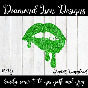 Green Glitter Dripping Lips Silhouette︱Sexy Lips︱Red Lips︱Licking Lips︱Mask Lips︱Hot Lips︱SVG︱PNG︱Clipart︱Vector︱